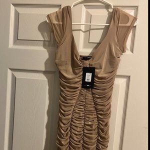 Ruched Brown Bodycon Dress